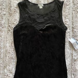 NWT❗️Black Velet and Mesh Top